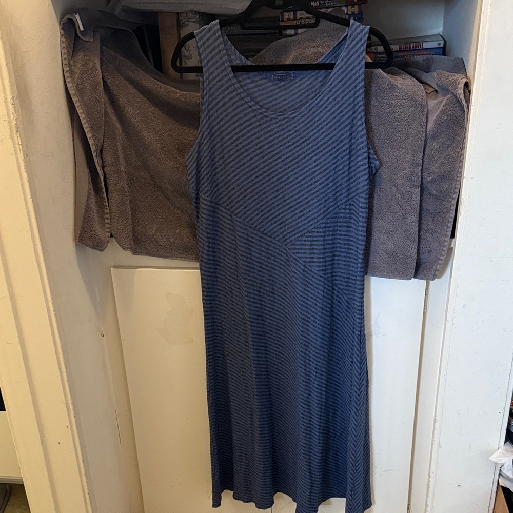 Cut Loose Blue & Gray Striped Maxi Dress